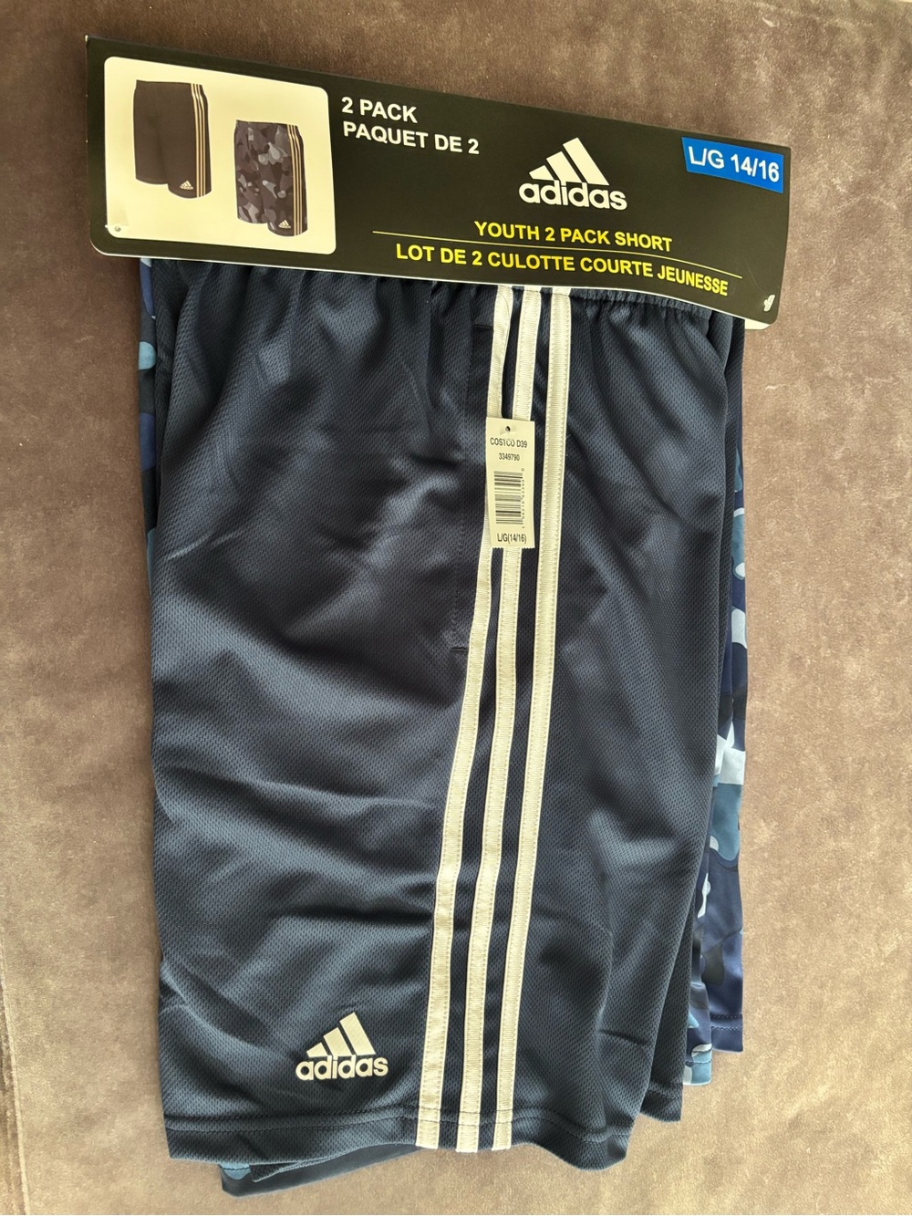 Adidas Navy & White Youth 2-Pack Athletic Shorts